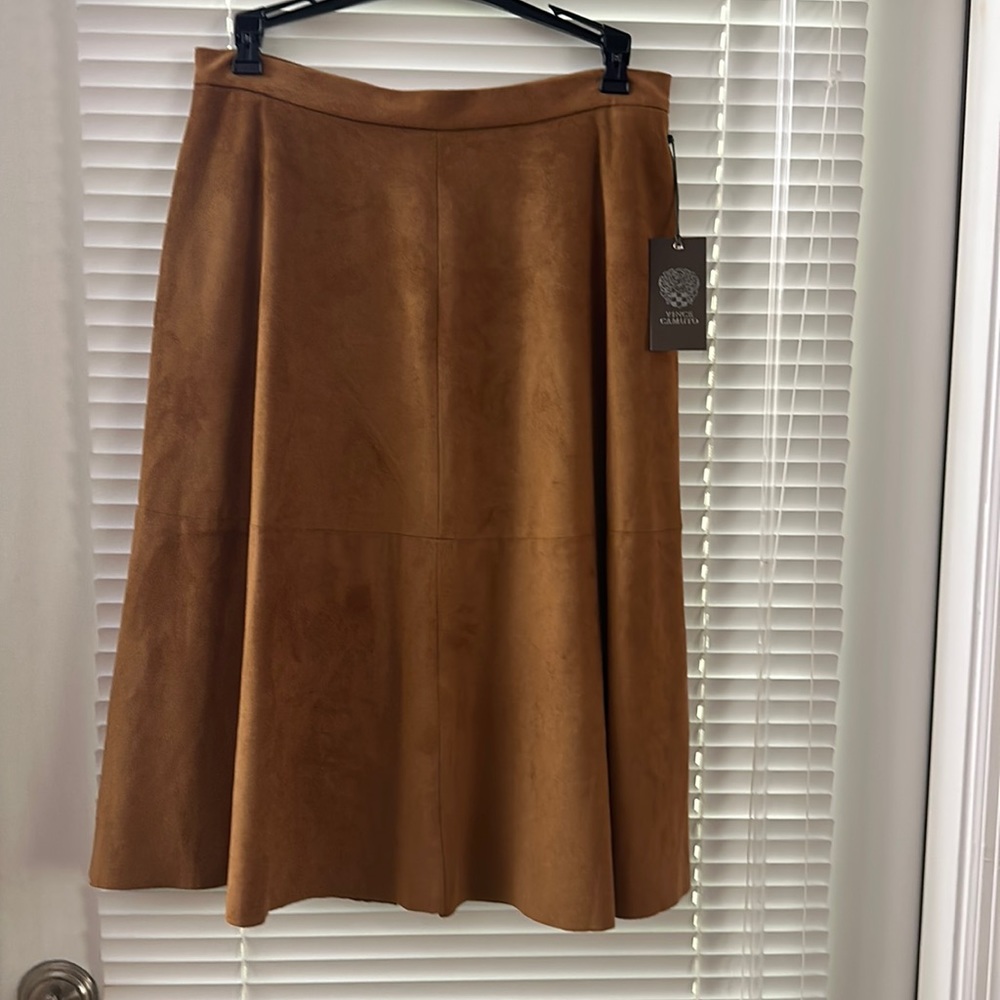 Vince Camuto Rust Lined Faux Suede A-Line Skirt w/Pockets